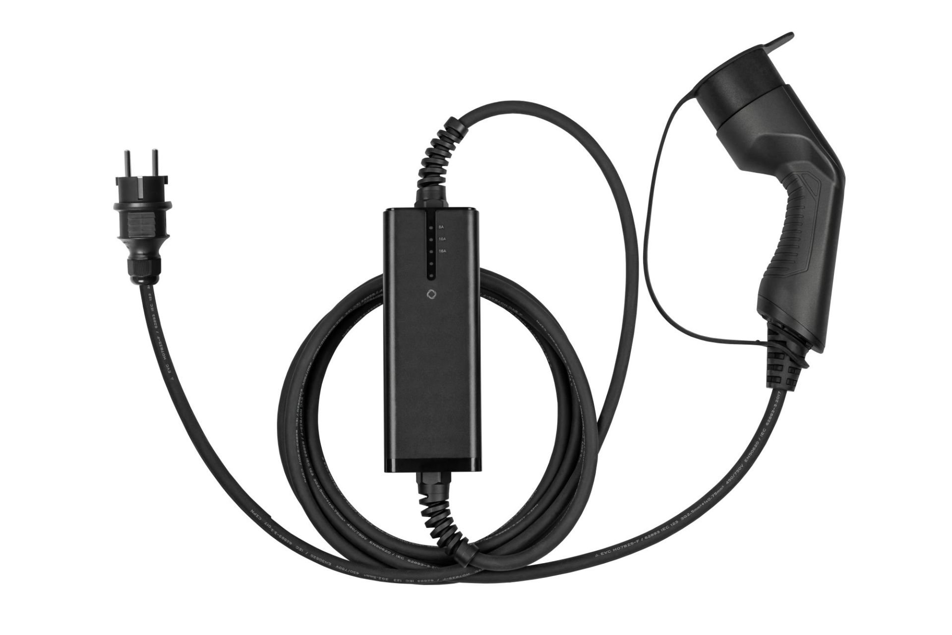 Typ 2 Ladegerät mit geradem Schutzkontakt-Stecker, für Elektro- u. Hybridfahrzeuge, 3,6kW, schwarz, 5m