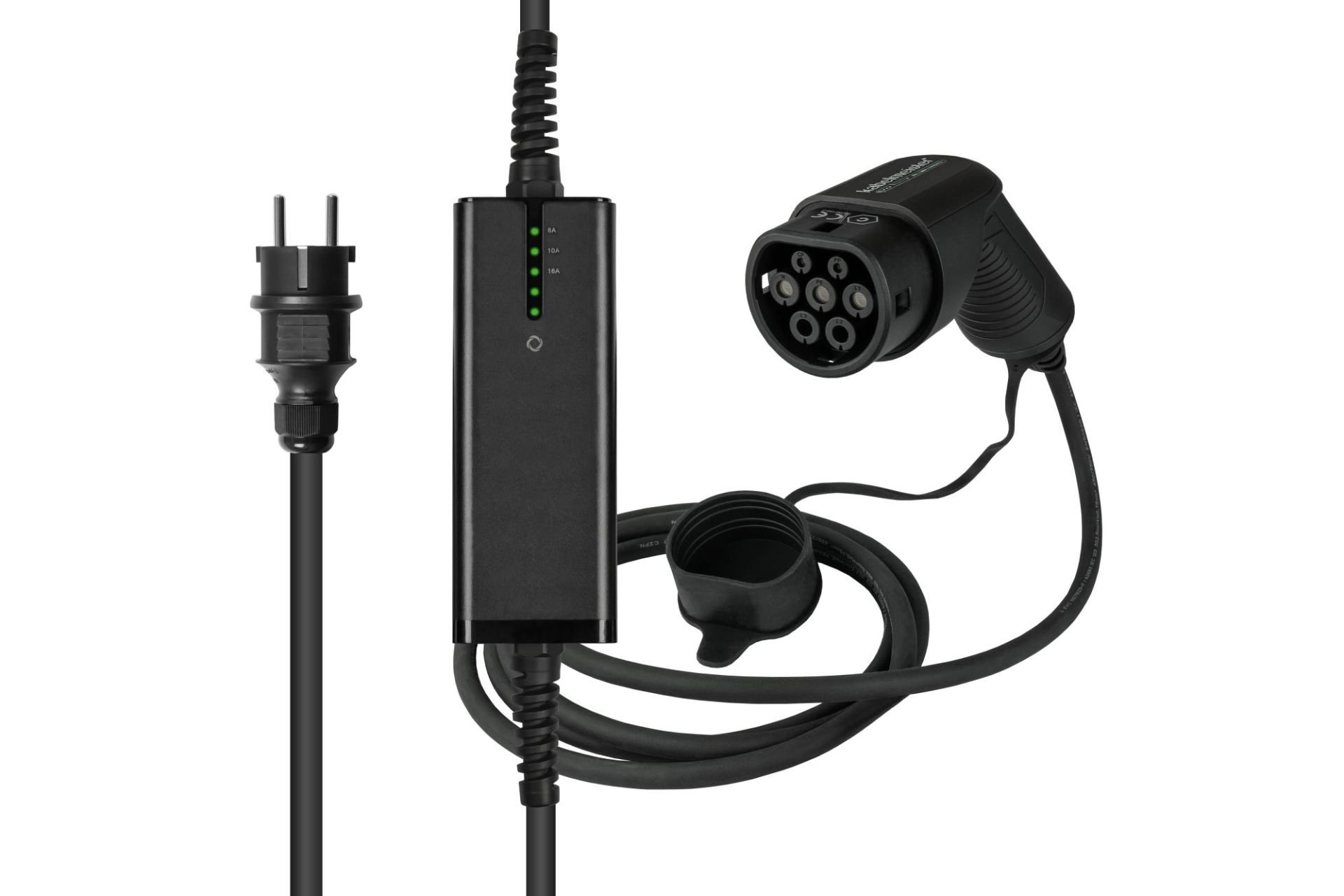 Typ 2 Ladegerät mit geradem Schutzkontakt-Stecker, für Elektro- u. Hybridfahrzeuge, 3,6kW, schwarz, 5m – Bild 3